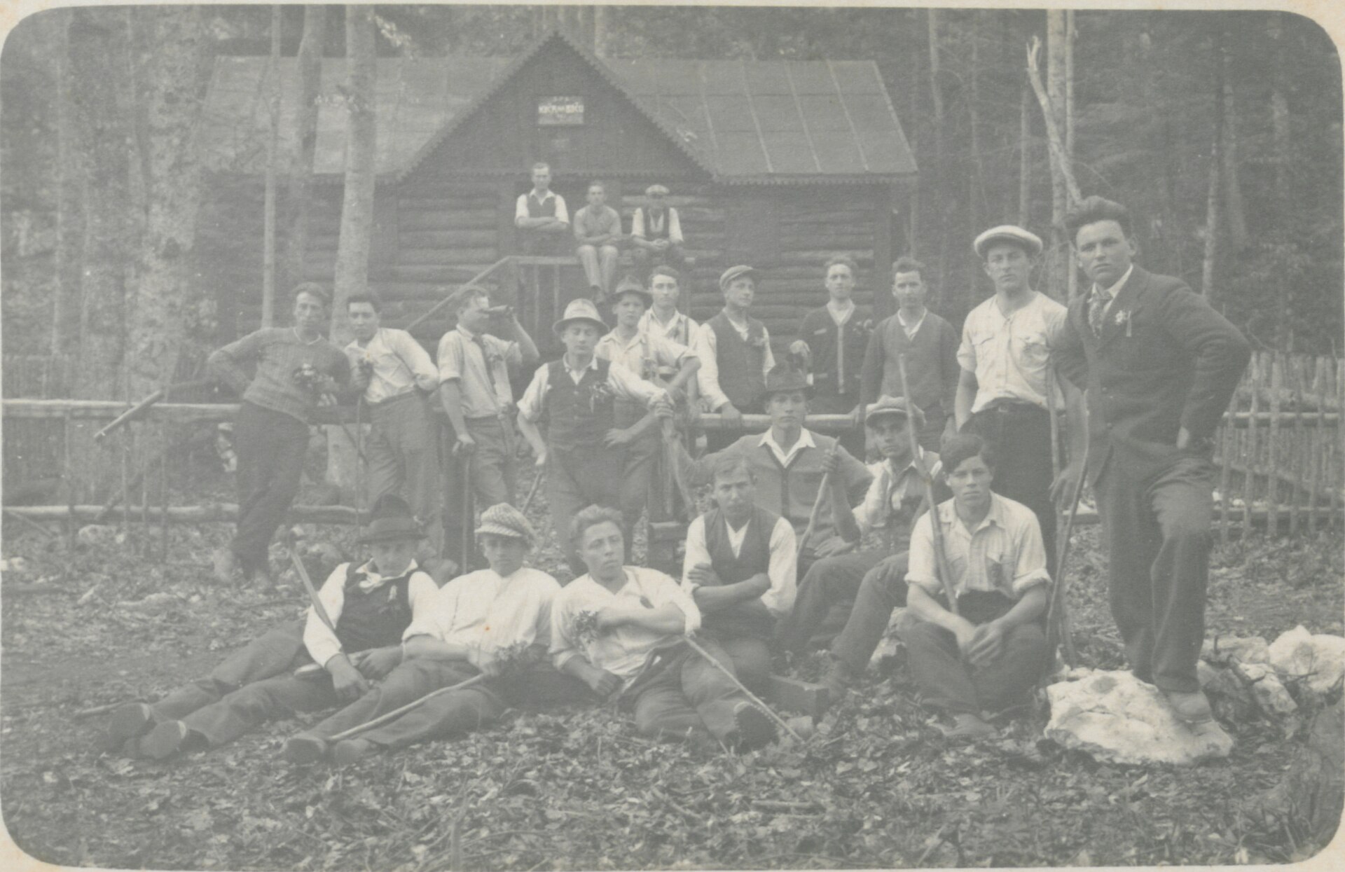 mountain lodge group working