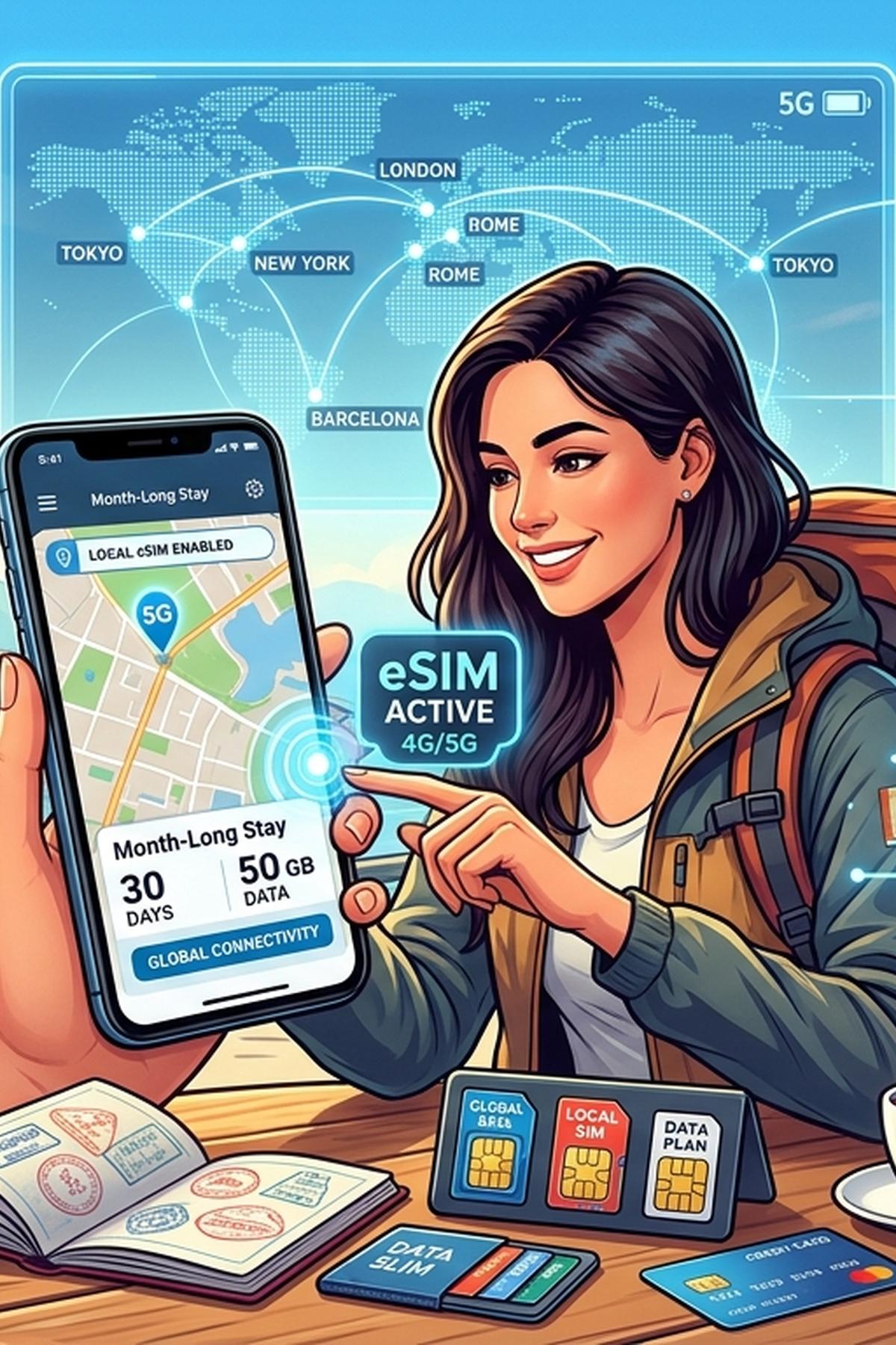 SIM Cards, eSIMs, and Data Plans for Month-Long Stays Abroad